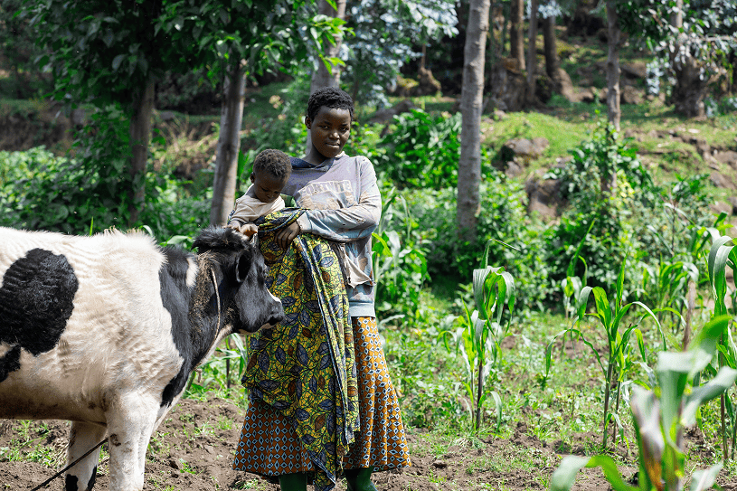 Angelique with her family in Rwanda