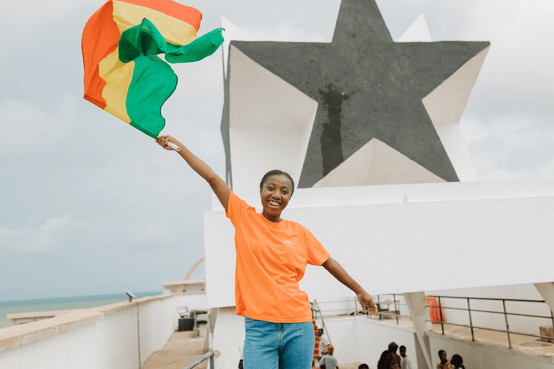 Augusta at a survivors day event in Ghana