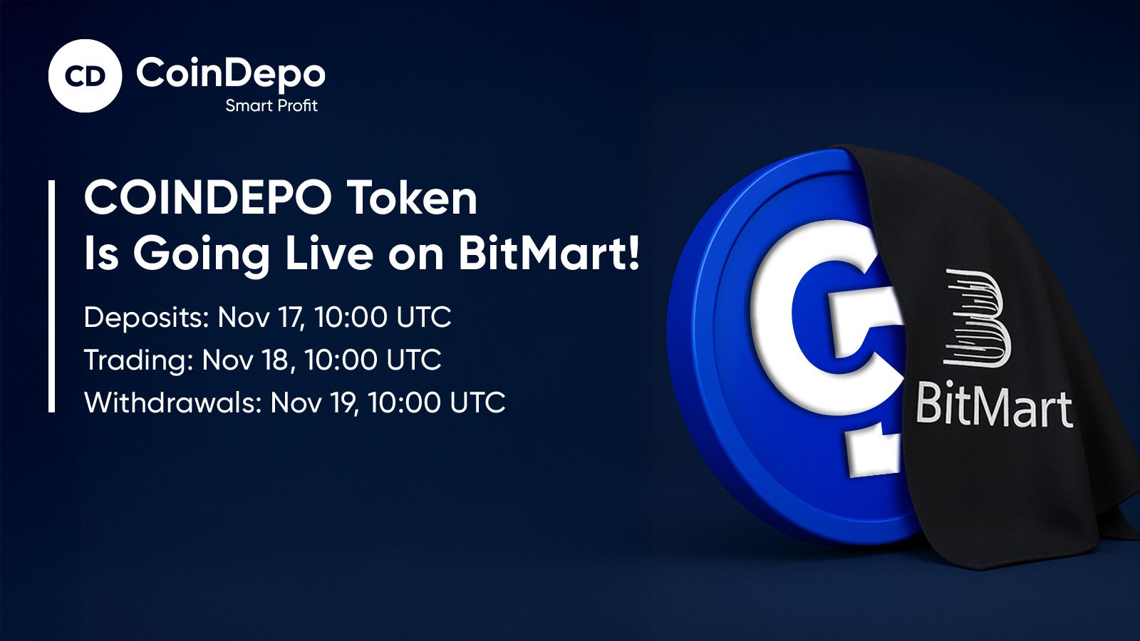 COINDEPO Token Listing on BitMart — A New Exchange, A New Milestone!